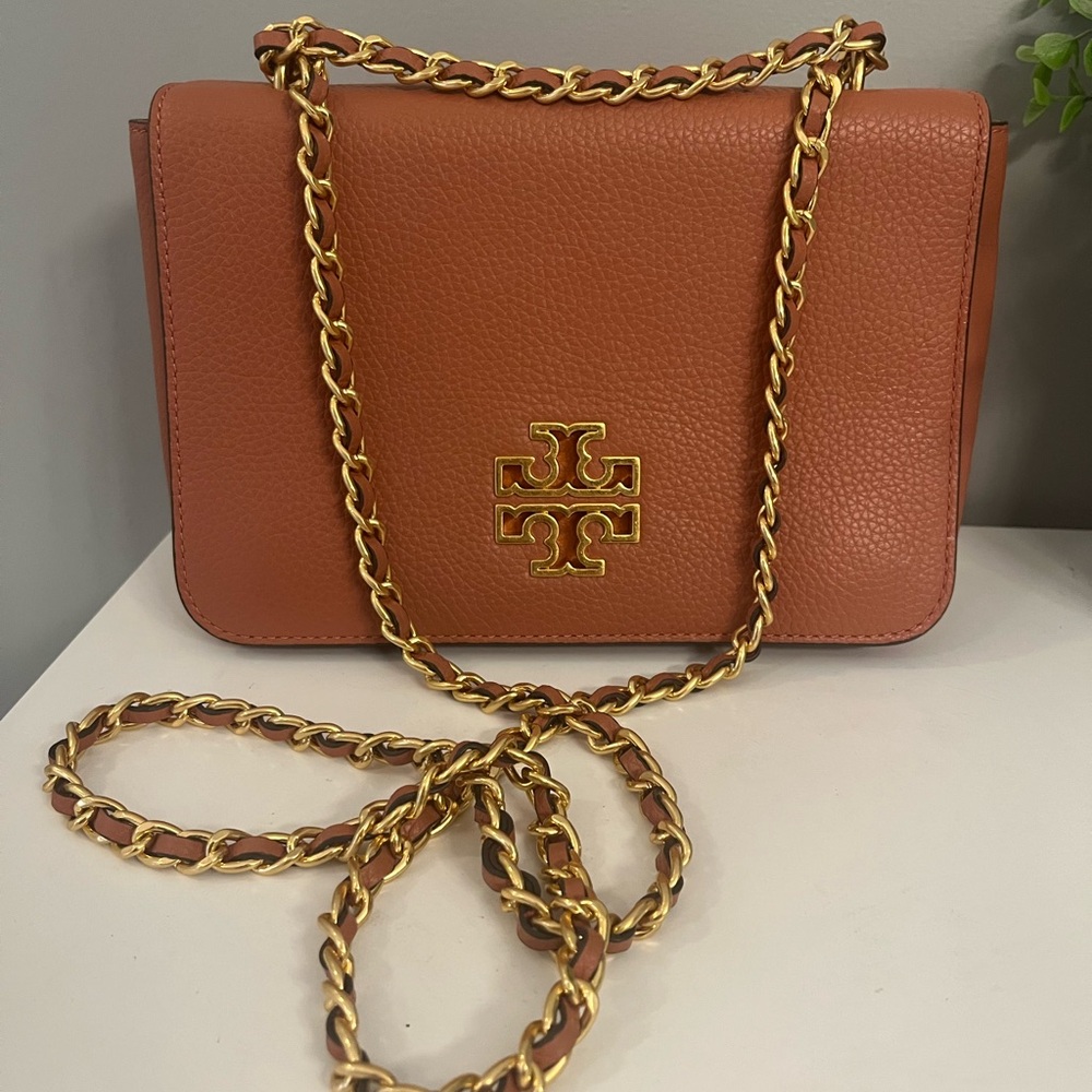 Tory Burch Britten Crossbody Bag with Gold Chain Adjustable